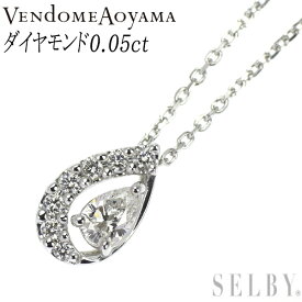 【中古】 ヴァンドーム青山 Pt950/ Pt850 ペアシェイプ ダイヤモンド ペンダントネックレス 0.05ct SELBY 送料サービス Vendome