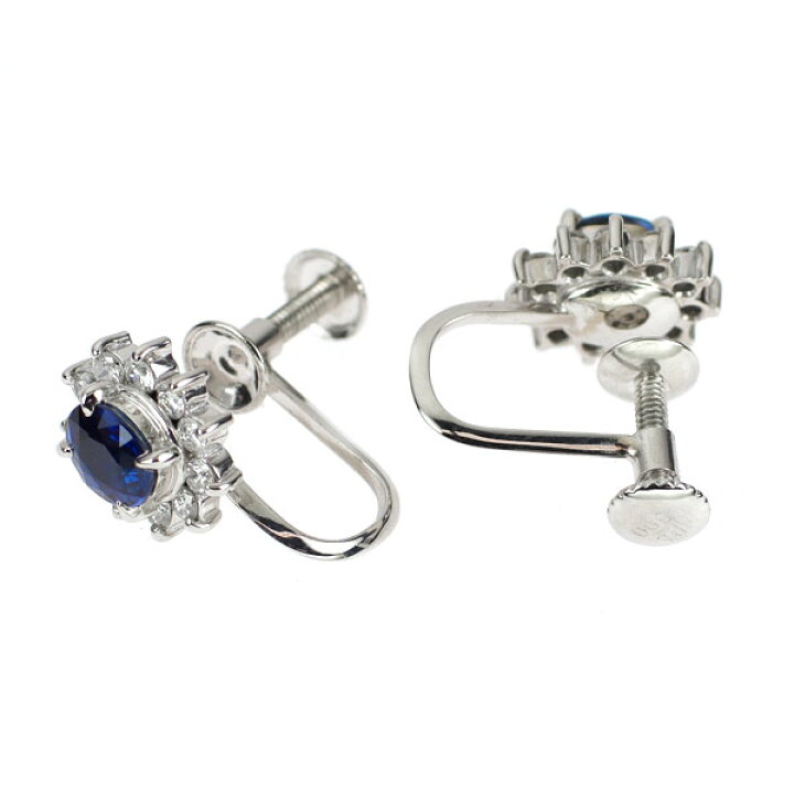 楽天市場】【中古】 Pt900 サファイア ダイヤモンド イヤリング 0.86ct  