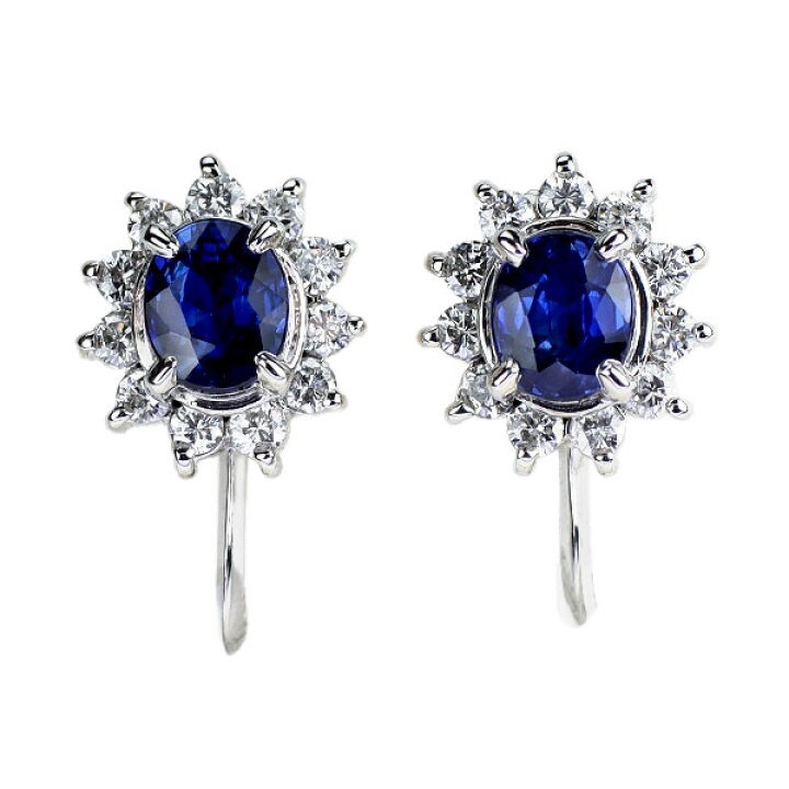 楽天市場】【中古】 Pt900 サファイア ダイヤモンド イヤリング 0.86ct  