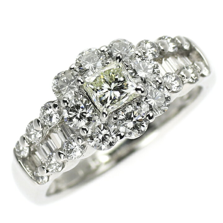 楽天市場】【中古】 Pt900 プリンセスカット ダイヤモンド リング  