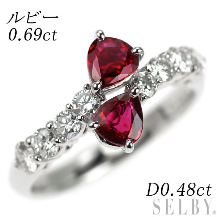 楽天市場】【中古】 Pt900 ペアシェイプ ルビー ダイヤモンド リング  