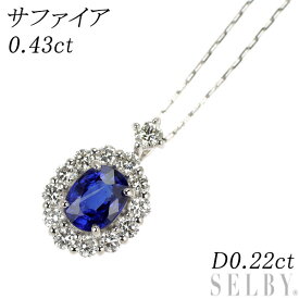 【中古】 Pt900/ Pt850 サファイア ダイヤモンド ペンダントネックレス 0.43ct D0.22ct SELBY 送料サービス