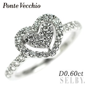 【中古】 ポンテヴェキオ K18WG ダイヤモンド リング 0.60ct ハート SELBY 送料サービス Ponte Vecchio