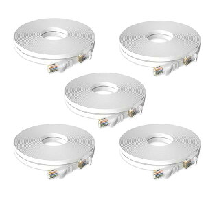 �y���������zCOOSEED �t���b�g�P�[�u�� LAN�P�[�u�� 2m UTP Cat6 �X�g���[�g 2m*5�{ �z���C�g�u1��