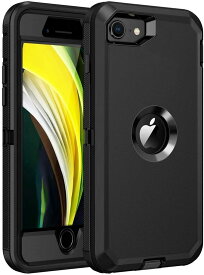 日本未発売 3レイヤー ラギッド ケース iPhone SE3/SE2/8/7 対応 2022 カバー ブラック 耐衝撃 ミリタリー サバゲ アウトドア