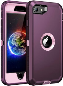 iPhone SE3/SE2/8/7 対応 2022 ケース パープル/ピンク 3レイヤー ラギッド 耐衝撃 ミリタリー サバゲ アウトドア 日本未発売