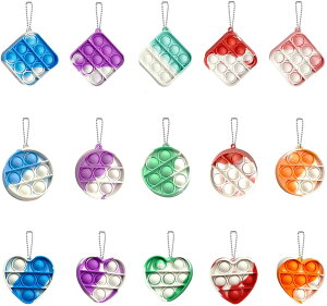 プッシュポップ スクイーズ 知育 おもちゃ ストレス発散 popits ミニ キーホルダー カラフル 15個セット 子供 大人 ゲーム 人気 プレゼント ギフト ポイント消化 日本未発売