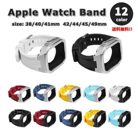 Apple Watch アップルウォッチ ベルト 全12色 ラバー スポーツ シリコン 一体型 バンド 38/40/41mm 42/44/45/49mm 全機種対応 ブレスレット ストラップ 送料無料