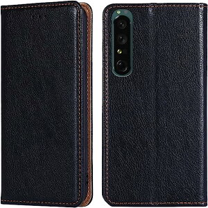即納 ソニー エクスペリア 手帳型 ケース ブラック フェイクレザー マグネット スタンド機能 SONY Xperia 1 V SO-51D/SOG10 2023 耐衝撃 カバー 送料無料