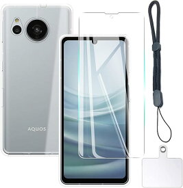 即納 AQUOS sense7 スマホケース クリア 透明 米軍MIL規格取得 ミリタリーグレード 硬度9H ガラスフィルム カメラレンズ保護 擦り傷防止 黄変防止 スリム TPU ストラップ付き エアバッグ アクオス センス7 SH-53C SHG10 Android 耐衝撃 軽量 カバー 送料無料