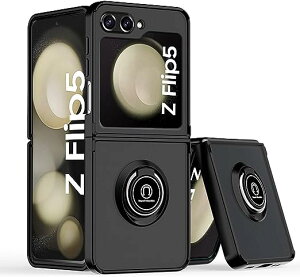 ���[ Galaxy Z Flip5 �P�[�X �u���b�N �����O�t�� �J���������Y�ی� �X�^���h�@�\ �C�菝�h�~ �����h�~ TPU PC�f�� ��w�\�� �S�ʕی� �ԍڃz���_�[�Ή� �M�����N�V�[ �[�b�g�t���b�v �ϏՌ� �y�� 