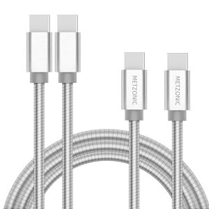 iPhone15 充電ケーブル タイプC USB-C & USB-C ケーブル 2m /2本 シルバー 急速充電 データ転送 iPhone / MacBook / iPad /Google Pixel / Galaxy 対応