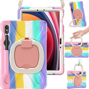 Galaxy �M�����N�V�[ Tab S9 FE 10.9�C���` / S9 FE+ 12.4�C���` �P�[�X �w�ʃP�[�X �J���t�� �s���N �V�����_�[ �X�g���b�v S �y���z���_�[�t�� �V���R�� �O���b�v �n���h�� �L�b�N�X�^���h �^�u���b