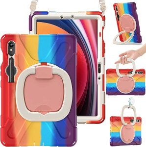 Galaxy �M�����N�V�[ Tab S9 FE 10.9�C���` / S9 FE+ 12.4�C���` �P�[�X �w�ʃP�[�X �J���t�� ���b�h �V�����_�[ �X�g���b�v S �y���z���_�[�t�� �V���R�� �O���b�v �n���h�� �L�b�N�X�^���h �^�u���b