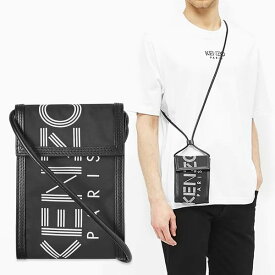 KENZO ケンゾー iPhone 11/11Pro/11ProMax ホルダー スポーツ ケース sport Logo Phone Holder/ブラック ストラップ ナイロンx本革 スマホケース 限定 正規品