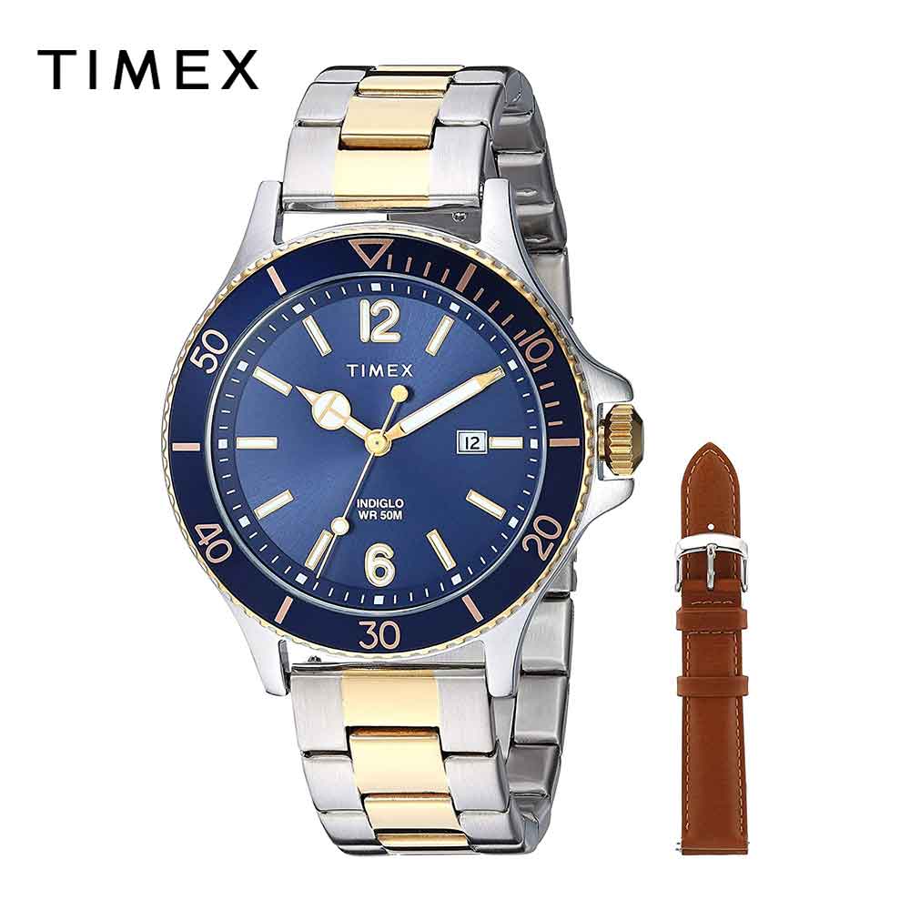 TIMEX タイメックス メンズ 腕時計 Harborside 42mm 替えバンド付き｜ツートーン / ブルー TWG019600 海外モデル｜当店1年保証