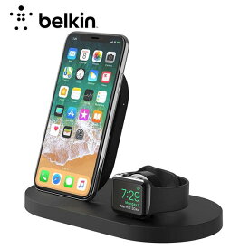 Belkin ベルキン ワイヤレスチャージャー 充電 ドックスタンド iPhone/AppleWatch用 Qi ワイヤレス充電器 7.5W/5W USB-A端子付属 ブラック Qi認証 8/7/6/5/4/3/2/1/SE/Ultra 38/40/41mm 42/44/45/49mm 対応