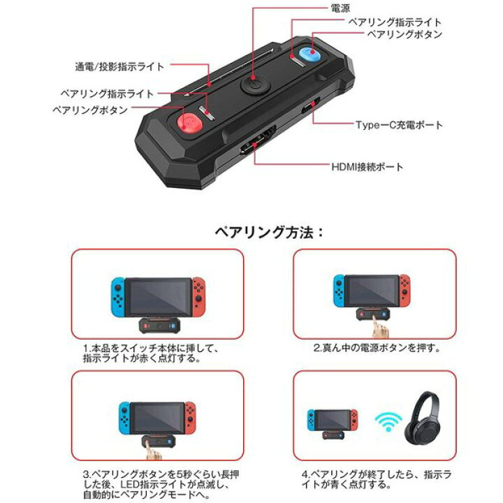 楽天市場 即納 任天堂 Nintendo Switch 対応 Hdmi変換 テレビモード テーブルモード ワイヤレスレシーバー Bluetooth オーディオアダプター ヘッドホンレシーバー Smart Park 楽天市場店