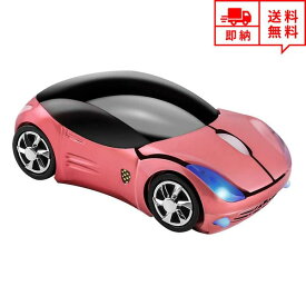 ワイヤレスマウス 無線 マウス USBレシーバー 2.4G スポーツカー ピンク 7色LED 静音設計 省電力 Windows/Mac/surface/Microsoft