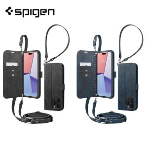 Spigen �V���s�Q�� �蒠�^ ���z �V�����_�[�X�g���b�v �E�H���b�gS�v�� �S2�F iPhone15/15Pro/15Plus/15ProMax �P�[�X �J�o�[ �t���b�v�P�[�X