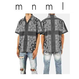 即納 mnml ミニマル バンダナ シャツ bandana shirt｜ブラック ペイズリー柄 コットン オープンシャツ 開襟シャツ メンズ US限定 正規品 日本未発売 ポイント消化