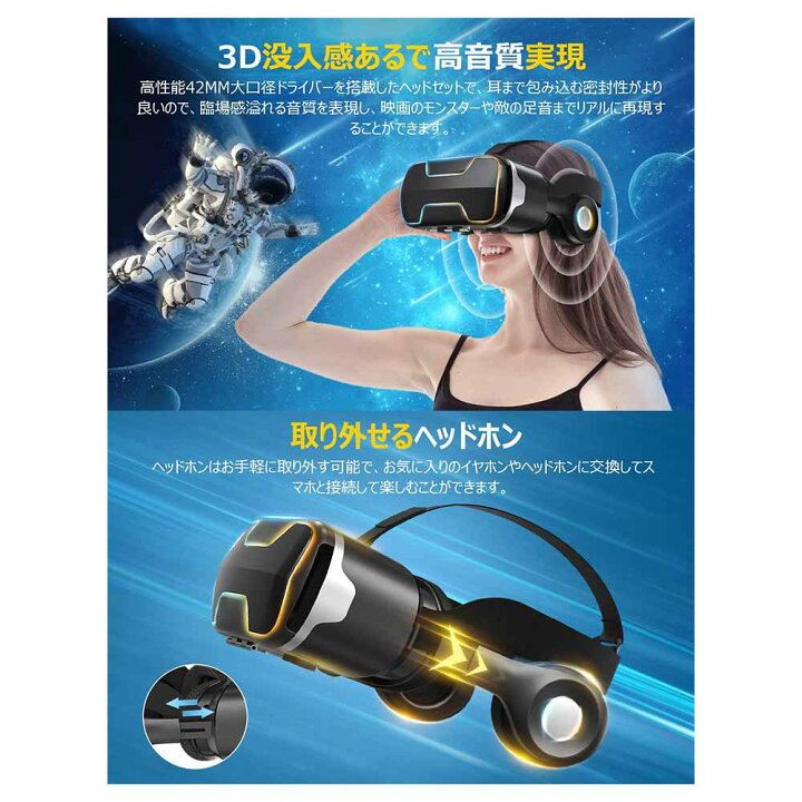 楽天市場】即納 iPhone/android スマホ対応 VRゴーグル VRヘッドセット VRヘッドマウントディスプレイ 3D ブラック  1080PHD高画質 Bluetooth 超広角120° ヘッドホン付 ブルーライトカット : SMART PARK 楽天市場店