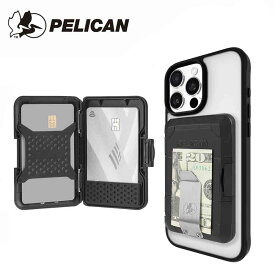 即納 Pelican ペリカン マグセーフ カード ウォレット 財布 カード収納 MagSafe カード5枚収納 マネークリップ ブラック iPhone 12/13/14/15/16 シリーズ対応 ケース カバー カードポケット 送料無料