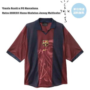 ���[ Travis Scott Cactus Jack �g�����B�X �X�R�b�g FC Barcelona Retro 2000/01 Home Skeleton Jersey T�V���c ���� ���� �����A ���K�i ��������