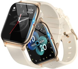 即納 iPhone Android 対応 スマートウォッチ レディース 腕時計 ベージュ/ゴールド IP67防水 アプリ通知 心拍計 万歩計 カロリー消費 スポーツ