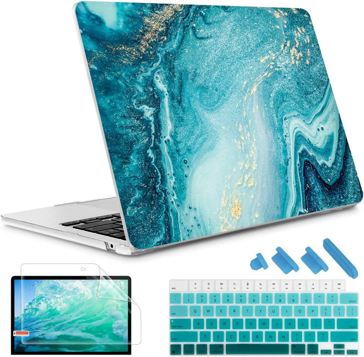 MacBook Air 13.6 インチ 2022 A2681 M2 チップ ケース カバー マーブル Apple アップル マックブック  ハードケース シェルカバー キーボードカバー 保護フィルム 衝撃吸収 SMART PARK 