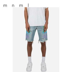 即納 mnml ミニマル R468 PALM DENIM SHORTS ライトブルー ショートパンツ ハーフパンツ メンズ US限定 正規品 日本未発売