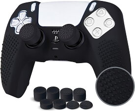 PlayStation5 PS5 プレステ プレイステーション コントローラー シリコンカバー アシストキャップ付き/ブラック DualSenseコントローラー ケース ポイント消化