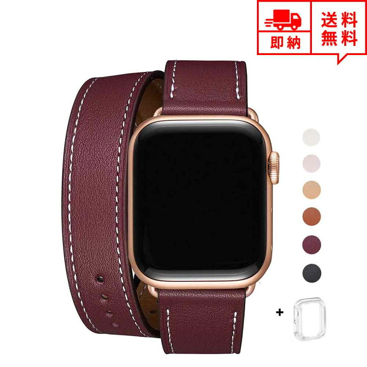 新品]apple watch バンド 42,44,45mm ワインレッド 黒 通販