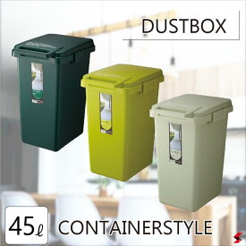 東谷 ゴミ箱 コンテナスタイル 45L ハンドル ふた付 キッチン 屋外 ワンハンドペール 袋止め シンプル おしゃれ くず入れ ダストボックス 生ごみ 資源ごみ プラ 飲食店 45リットル 使いやすい 【CS3-45J】