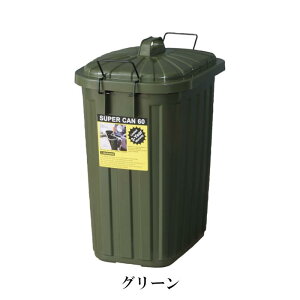 東谷 ゴミ箱 ダストボックス ペールカン 60L フタ付 おしゃれ ガレージ 屋外用 キッチンペール 分別 国産 ショック吸収 柔軟性抜群 取っ手付 ブラック グレー グリーン ベージュ 【LFS-937GR】