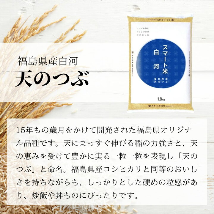 楽天市場】無洗米玄米 スマート米 福島県白河産 天のつぶ 1.8kg 残留 