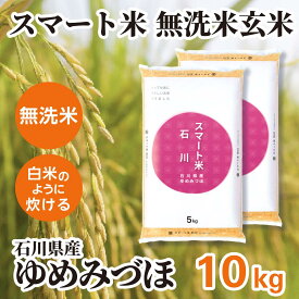 無洗米玄米 スマート米 石川県産 ゆめみづほ 10kg (5kg×2袋) 残留農薬不検出 令和7年産