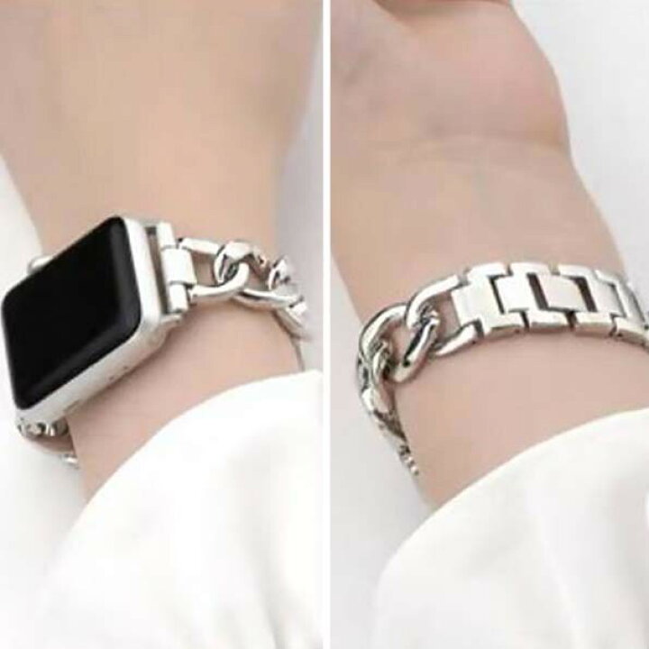Apple Watch チェーンベルト 【38/40/41mm】【42/44/45/49mm】男女兼用 シルバー/ゴールド/ブラック/ピンクゴールド アップルウォッチ メタル バンド apple watch Series 6/ /4 /3/ /1 /SE に対応 Smart EC AppleWatch42.44.45.49メタルバンド シルバー チェーンバンド
