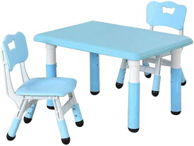 子ども用テーブル 幼児 おえかきテーブル&チェアー キッズ デスク チェアー 学習机セット 多機能 高さ調節 クリスマス プレゼント用 ブルー