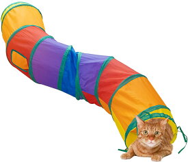 猫 おもちゃ 猫トンネル キャットトイ ネコ用品 水洗い可能 折りたたみ式 収納便利 S型 2穴付きキャットトンネル 長いネコトンネル 猫遊び ストレス発散 運動不足 対策 ペット玩具 ペット用品