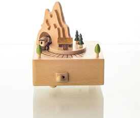 ジャパンファッションハウス） 　木製　からくり　オルゴール　山とトンネルと汽車
