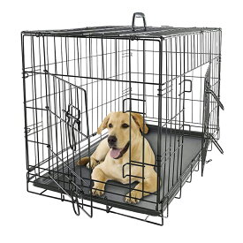 ペットケージ 折りたたみ式 犬ケージ ダブルドア 106*71*76cm サークル コンパクト 折り畳み 中型犬 大型犬 組み立て簡単 持ち運び