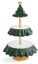 クリスマススナックスタンド2層デザートフードケーキパンラックディスプレイスタンドトレイデザートスタンドケーキスタンドアフタヌーンティースタンド お菓子 クリスマスツリースナックラック、クリスマススナックサービスラック、クリスマススナックレイヤーサーバー、