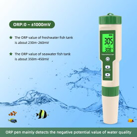 5 in 1 pH/TDS/EC/ORP/温度 水質測定器 pH計 TDS計 ECメーター 高精度 測定温度補償機能 デジタル水質テスター 水族館 プール 飲料水 温泉 水耕栽培など対応
