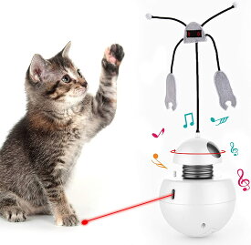 3合1セット猫用おもちゃ、猫レーザーおもちゃ、羽根おもちゃと猫の不倒翁玩具、レーザー360°回転、猫用運動不足解消おもちゃ、自動回転ボールと音で、猫が自分で楽しむことができる
