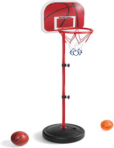 ミニ バスケットゴール バスケットボールセット 子供用 バスボールスタンド 高さ調節可能 二つボール付き 室内屋外兼用 (150CM)