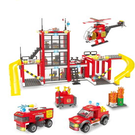 積木玩具創意部品消防隊消防車ヘリコプター3 D立体パズルDIY模型益智玩具親子ゲーム6歳以上の男の子と女の子の新年プレゼントクリスマスプレゼント
