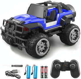 リモコンカーの子供のオフロードリモコン人気の電気RC車1/16リモコンカーの操作時間は120分で2.4 GHz車のおもちゃの車の充電バッテリーは、男の子用のおもちゃの車2台が誕生日プレゼントされます。