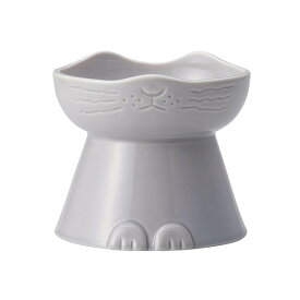 nnma 猫用 フードボウル グレー んーま 猫型ペット用食器 ねこ餌入れ 美濃焼 日本製にゃんこのための食器