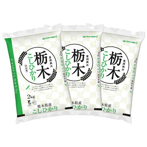 【送料無料】栃木県産コシヒカリ 2kg×3袋 合計6kg